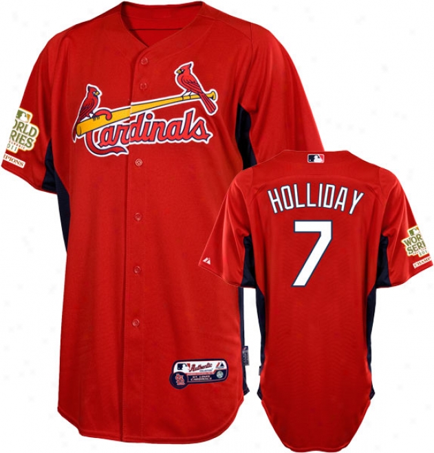 Matt Hollieay Jersey: St. Louis Cardinalx #7 Scarlet Authentic Cool Base␞ On-field Batting Practice Jersey With 2011 World Series Champions Patch