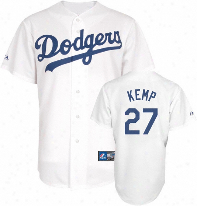 Matt Kemp Jersey: Adult Majestic Home White Replica #24 Los Angeles Dodgers Jersey