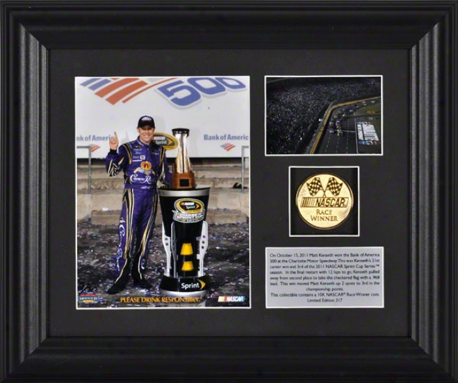 Matt Kenseth Frqmed Photograph  Details: 2011 Bank Of America 500 Charlotte Motor Speedway Winner, Gold Coin Dish - Limited Edition Of 317