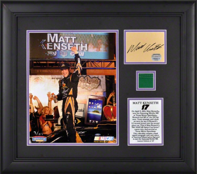 Matt Kenseth Framed Photograph  Detalis: 8x10, 2011 Samsung Mlbile 500 At Texas Motor Speedway , Autogrph3d Card, Flag, Limited Edition Of 117