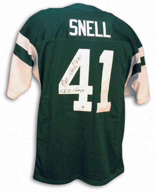 Matt Snell Ahtographed Green Jersey W/''sb Iii Champs'' Inscription