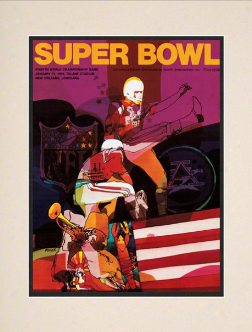 Matted 10.5 X 14 Super Bowl Iv Program Print  Details: 1970, Chiefs Vs Vikings