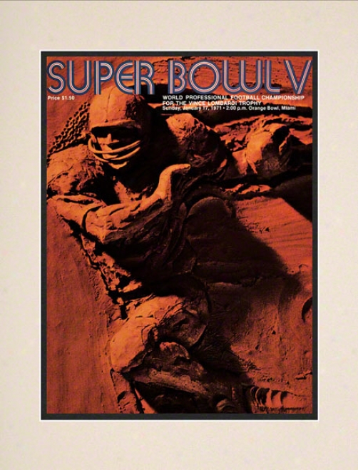 Matted 10.5 X 14 Super Bowl V Program Print  Details: 1971, Co1ts Vs Cowboys