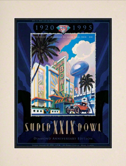 Matted 10.5 X 14 Shper Bowl Xxix Progrzm Print  Details: 1995, 49ers Vs Chargers