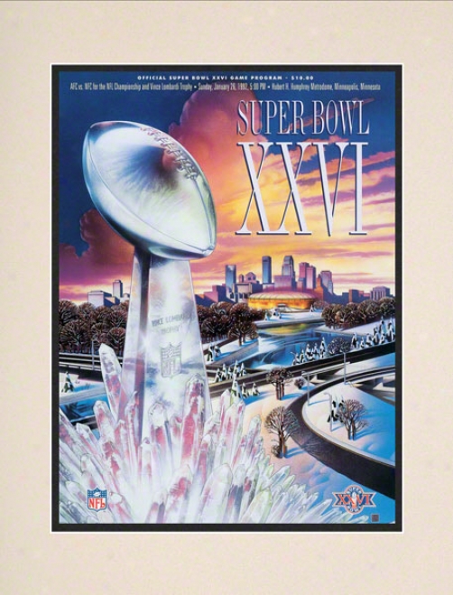 Matted 10.5 X 14 Super Bowl Xxvi Program Print  Degails: 1992, Redskins Vs Bills