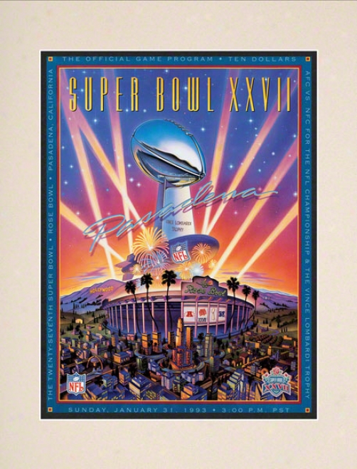 Matted 01.5 X 14 Super Bowl Xxvii Program Print  Details: 1993, Cowboys Vs Bills