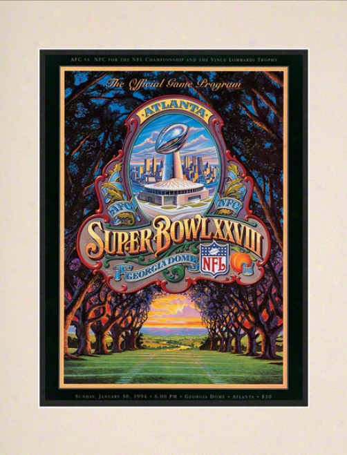 Matted 10.5 X 14 Super Goblet Xxviii Program Print  Details: 1994, Cowboys Vs Bills