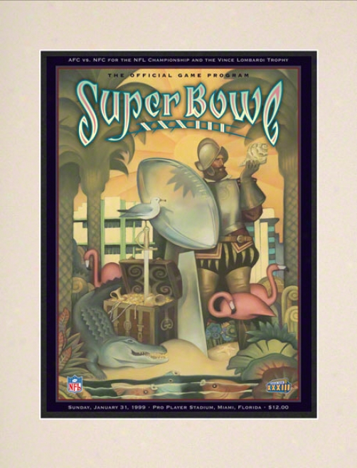 Matted 10.5 X 14 Super Bowl Xxxiii Program Print  Details: 1999, Broncos Vs Falcons