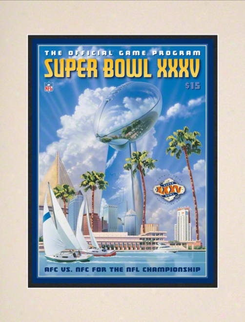 Matted1 0.5 X 14 Super Bowl Xxxv Program Print  Details: 2001, Ravens Vs Giants