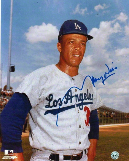 Maury Wills Autographed Los Angeles Dodgers 8x10 Photo