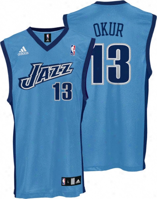 Mehmet Okur Jersey: Adidas Ligytt Blue Autograph copy #13 Utah Jazz Jersey