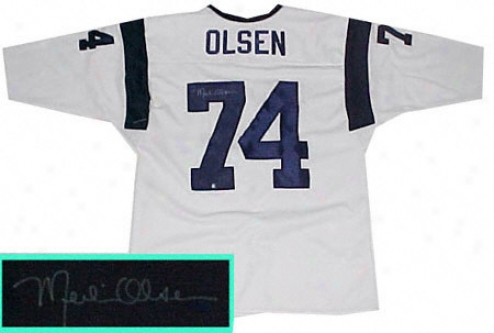 Merlin Olsen Los Angeles Rams Autogdaphed Throwback Jersey