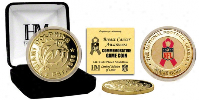 Miami Dolphins Breast Cancer Awareness 24kt Gold Game Coin