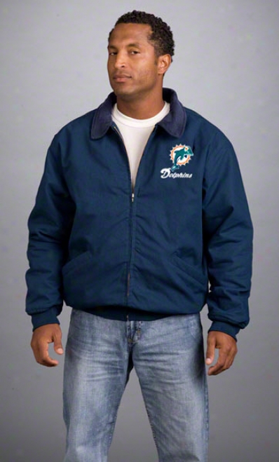 Miami Dolphins Jacket: Navy Reebok Saginaw Jacket