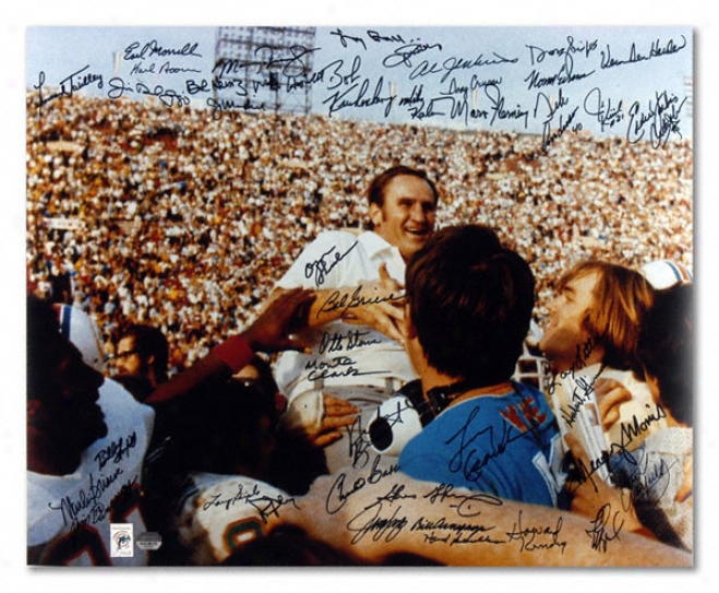 Miami Dolphins - Shula Carry Off - 1972 Team Signed 20x24 Photograph With Oger 40 Signatures