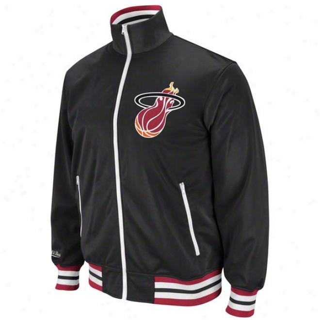 Miami Heat Black Mitchell & Ness Preseason Warmup Track Jacket