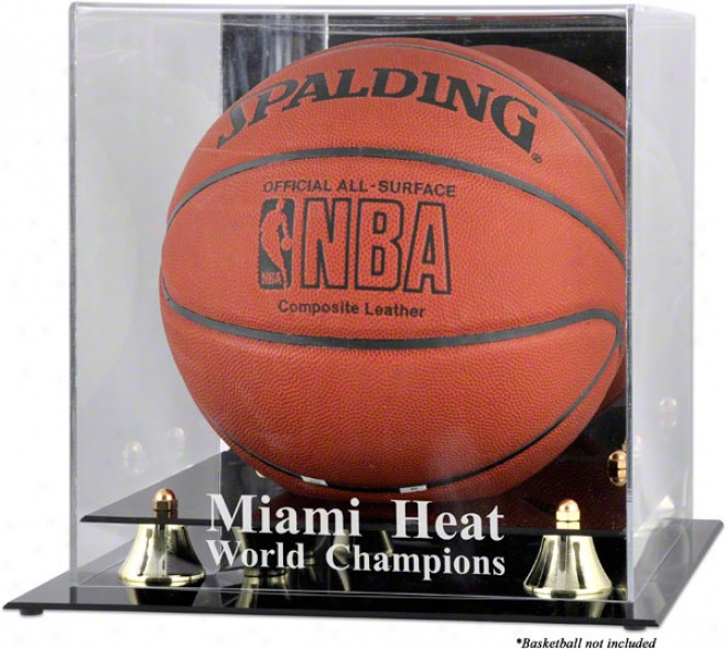 Miami Heat Golden Classic Lkgo Basketball Display Case  Details: 2006 Nba Champions Engraving, With Reflector Back