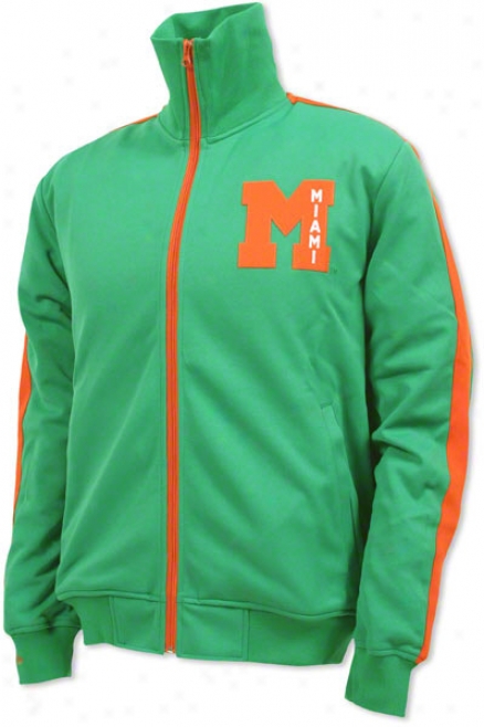 Miami Hurricanes Mitchell & Ness Green Pregame Track Jacket