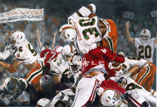 Miami Hurricanes - &quotmiami On Too&quot - Large - Unframed Giclee