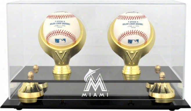 Miami Marlins Delightful Classic Two Baseball Logo Display Case