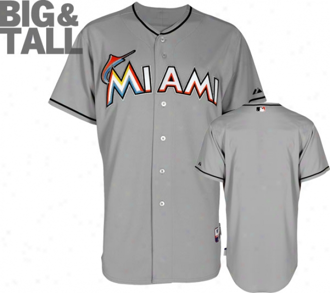 Miami Marlins Jersey: Big & High Road Grey Authentic Cool Base␞ Jersey
