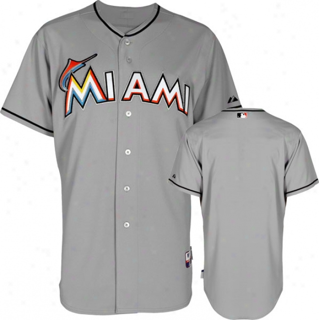 Miami Marlins Jersey: Road Grey Authentic Cool Base␞ Jersey