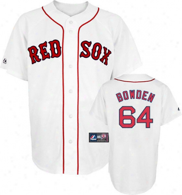 Michael Bowden Jersey: Adult Majestic Home White Replica #64 Boston Red Sox Jersey