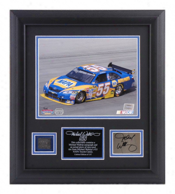 Michaell Waltrip Framed 8x10 Photogfaph With Autographed Plate And Tire