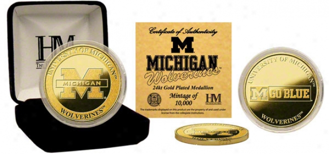 Michigan Wolverines 24kt Gold Coin