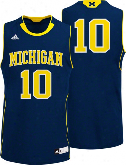 Michigan Wolverines Adidas #10 Road Navy Replica Basketball Jersey