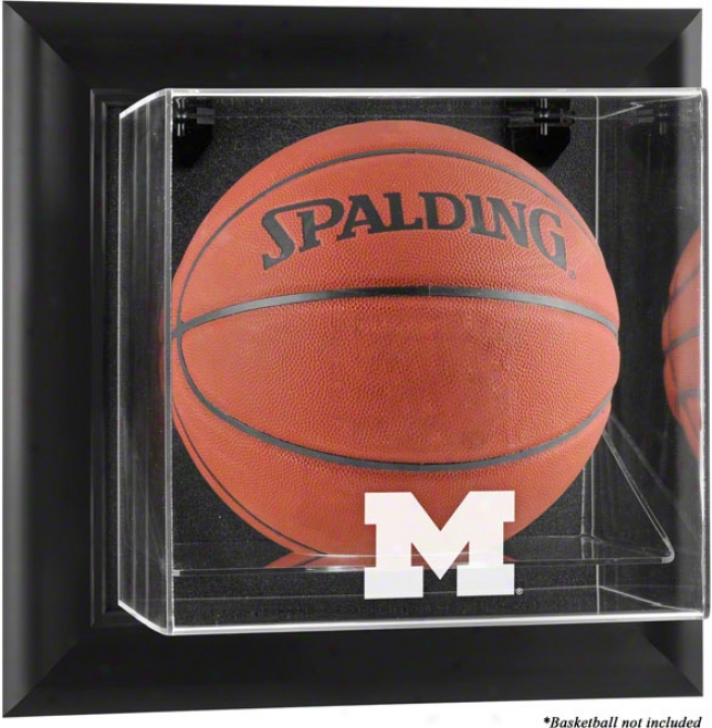 Michivan Wolverines Framed Wall Mounted Logo Basietball Display Case
