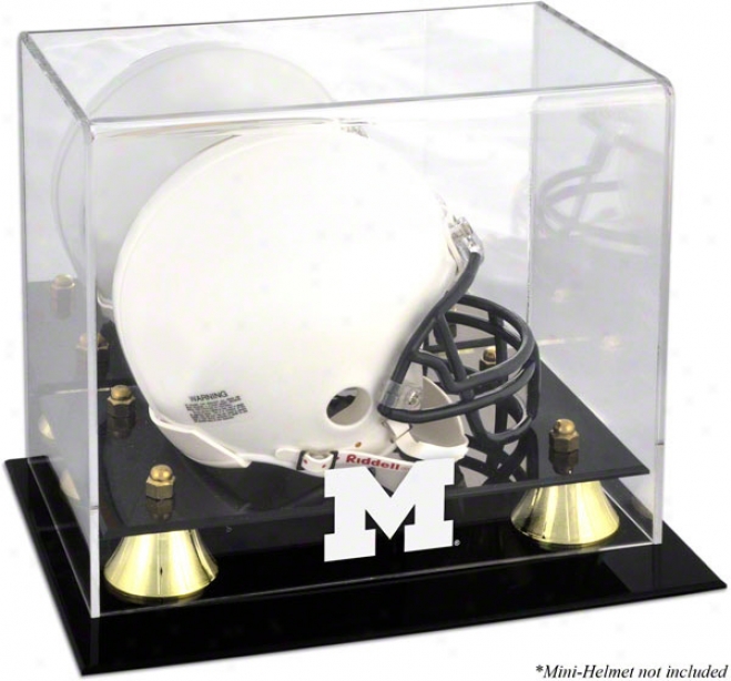 Michigan Wolverines Golden First-rate Logo Mini Helmet Display Case