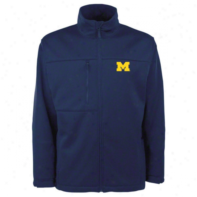 Michigan Wolverines Navy Traverse Bonded Soft Shell Jacket