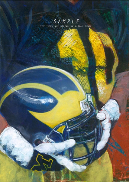 Michigan Wolverines - &quotu Of M Helmet Series&quot - Large - Unftamed Giclee