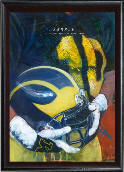 Michigan Wolverines - &quotu Of M Helmet Series&quot - Oversized - Frame dGiclee