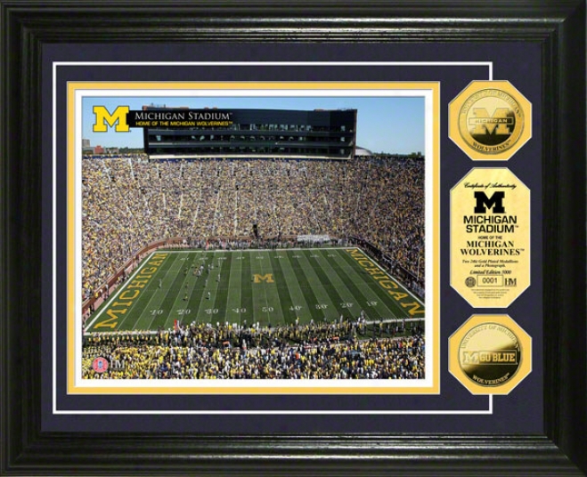 Michigan Wolverines tSadium 24kt Gold Coin Photo Mint