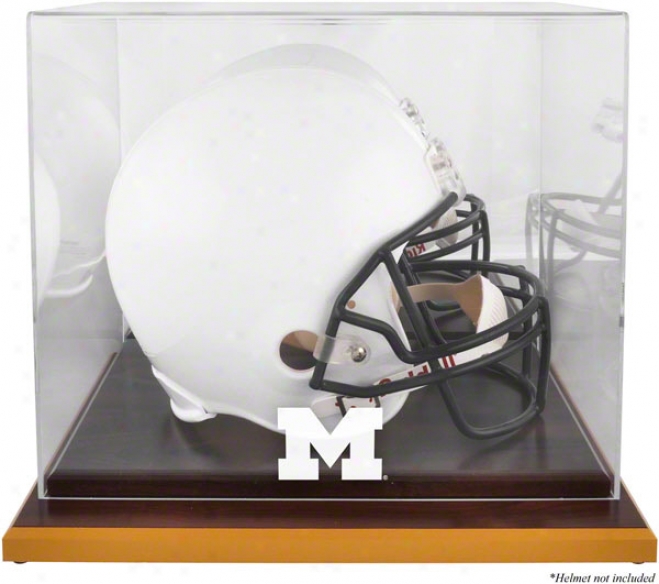 Michigan Wolverines Woodbase Logo Helmet Display State