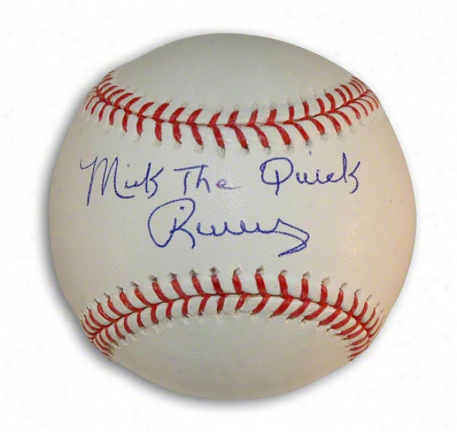 Mickey Rivers Autographed Mlb Baseball Inscribed &quotthe Quick&quot