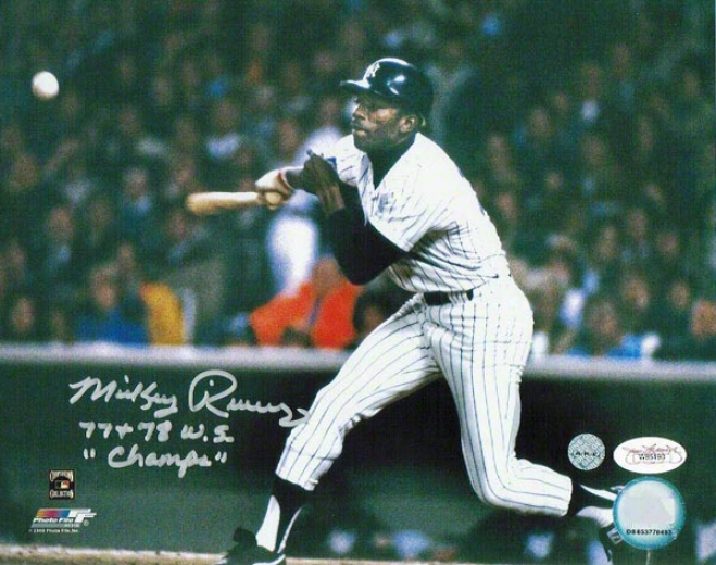 Mickey Rivers Autographed New York Yankees 8x10 Photo Inscribed &quot77+78 Ws Champs&quot