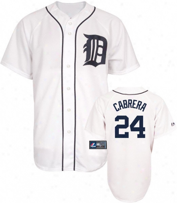 Miguel Cabrera Jersey: Adult Majesti Home White Replica #24 Detroit Tigers Jersey