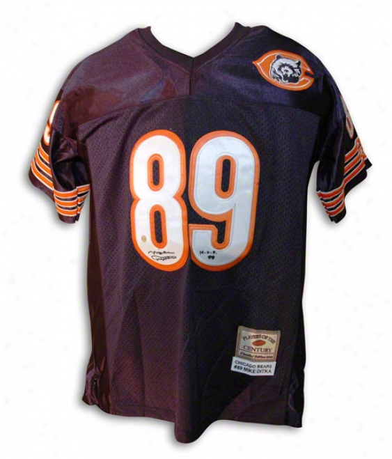 Mike Ditka Autographed Chicago Bears Players Of The Century Jersey Inscribed Hof 88