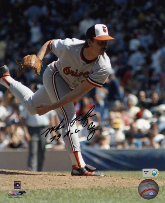 Mike Flanagan Autographed 8x10 Photograph  Details: Baltimore Orio1es, 79 Al Cy Inscription