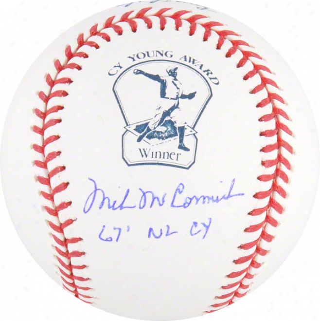 Mike Mccormick Autographed Cy Young Logo Baseball  Details: 67 Nl Cy Inscription