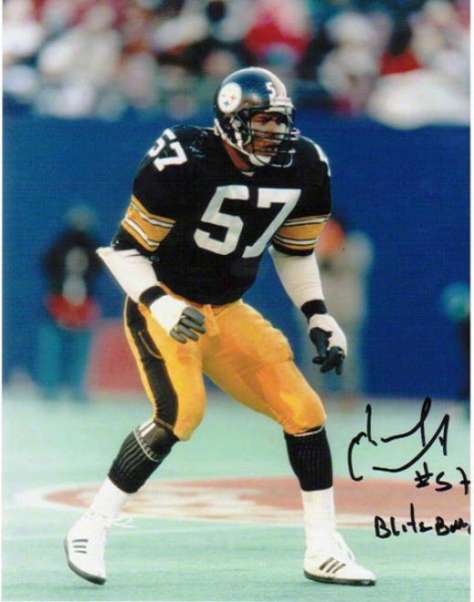 Mike Merriweather Pittsburgh Syeelers Autographed 8x10 Photograph With Blitzburgh Inscription