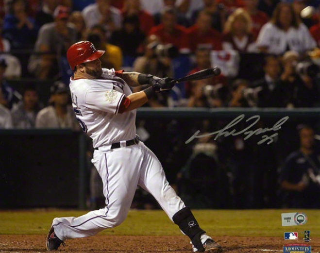 Mike Napoli Texas Rangers Autographed 2011 World Series 8x10 Photo