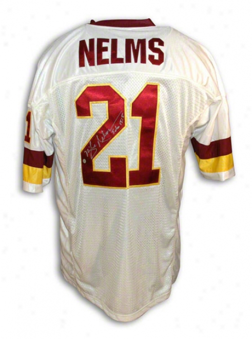 Mike Nelms Autographhed Washington Redskins White Throwback Jersey