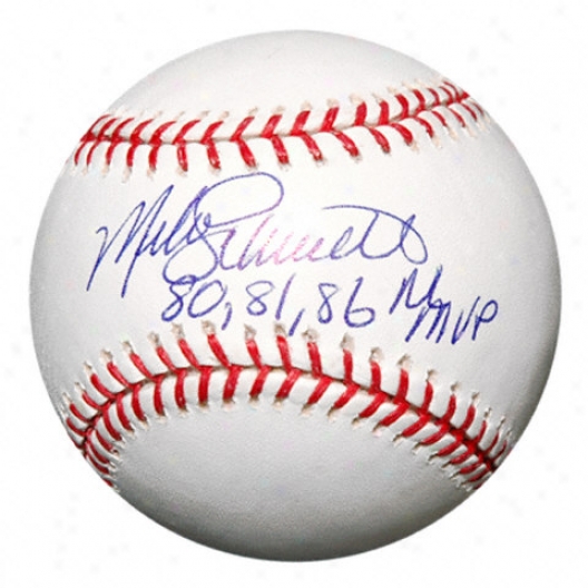 Mike Schmidt Autographed Baseball  Details: 80, 81, 86 Nl Mvp Inscription