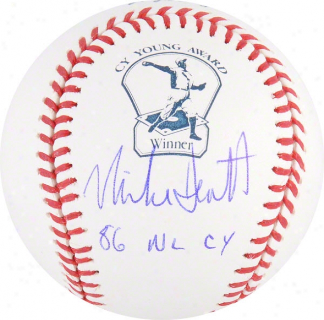 Mike Scott Autogrqphed Cy Young Logo Baseball  Particulars: 86 Nl Cy Inscription