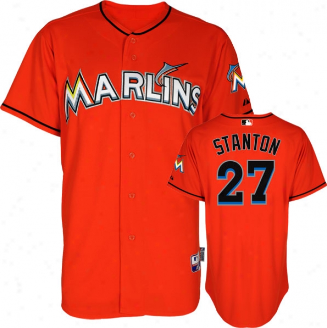 Mike Stanton Jersey: Miami Marlins #27 Alternate Firebrick Authentic Cpol Base␞ Jersey