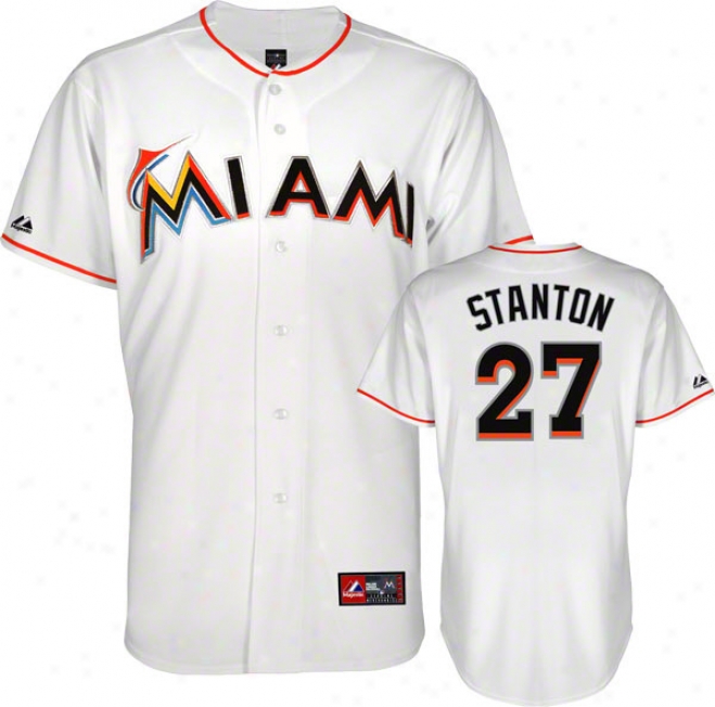 Mike Stanton Jersey: White Miami Marlins #27 Home Replica Jersey